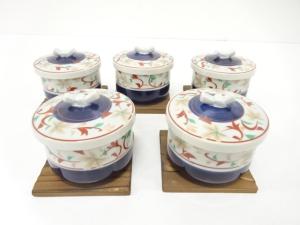 唐草絵　蒸碗　5客揃